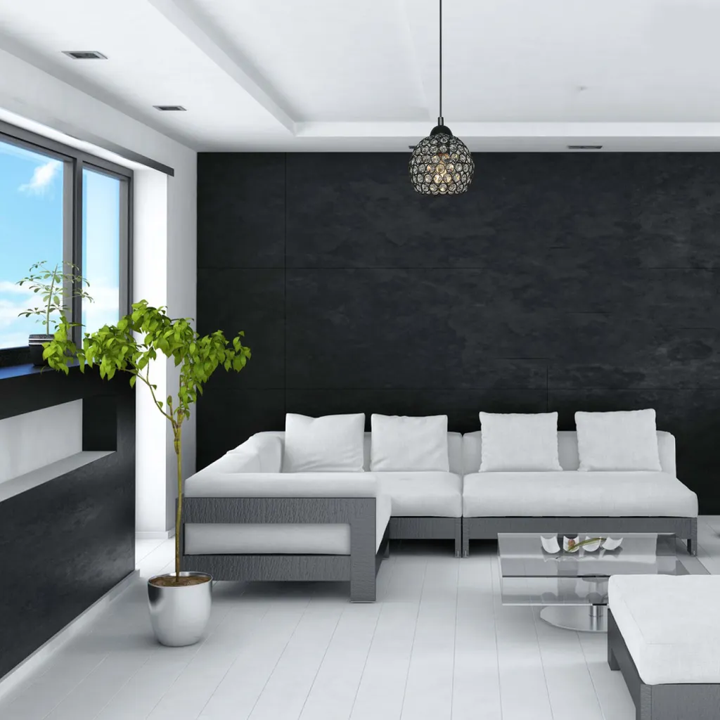 Lampada Sospensione Nera Cristallo KLAUDIUSZ 14-745 | Lampadario Elegante