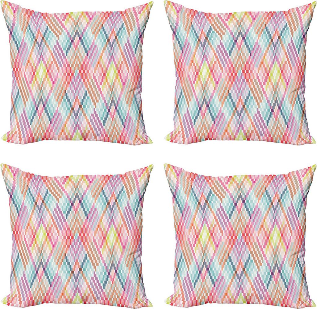 ABAKUHAUS Geometrisch Kissenbezug Set (4 Stück), Shapes, Moderner Doppelseitiger Digitaldruck, 50 cm x 50 cm, Mehrfarbig