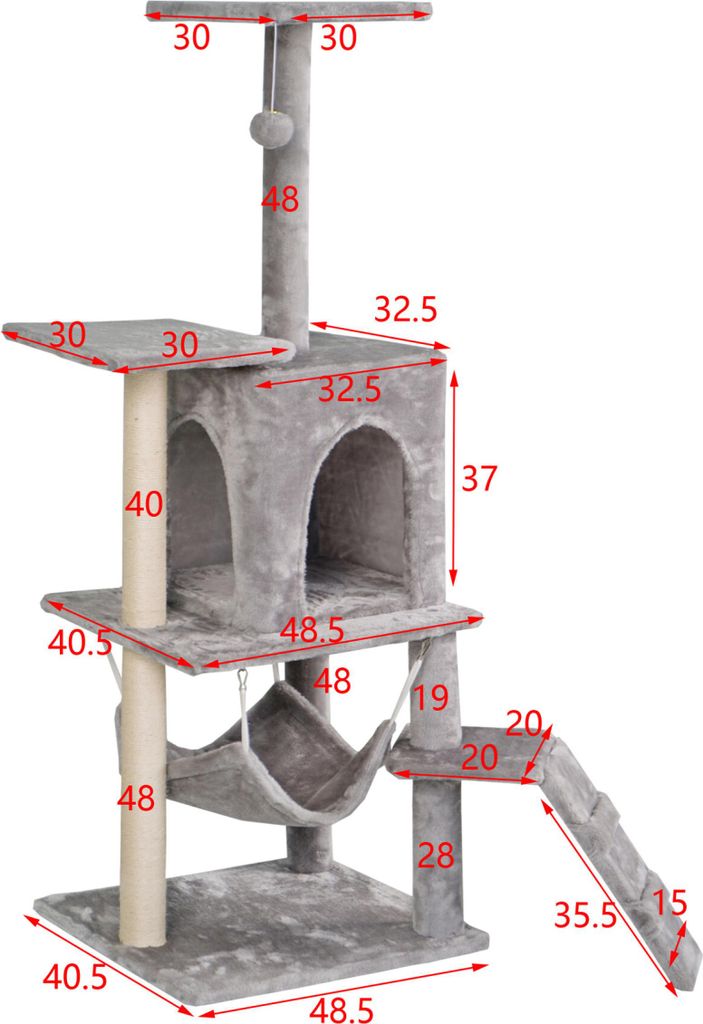 Aga Škrabadlo pre mačky 42x49x136 cm Sivé Obrázok produktu 