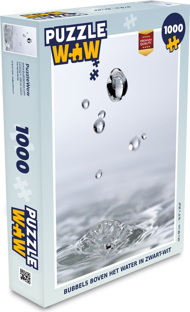 MuchoWow Puzzle 1000 Teile Wasser - Blasen - Schwarz - Weiß - Spielzeug - Alt und Jung - Spiele - Puzzeln