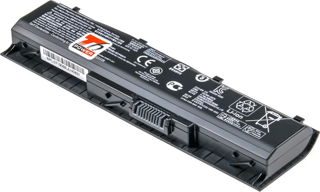 Batteria T6 Power per laptop Hewlett Packard, numero di parte TPN-Q174, Li-Ion, 11,1 V, 5600 mAh (62 Wh), nero