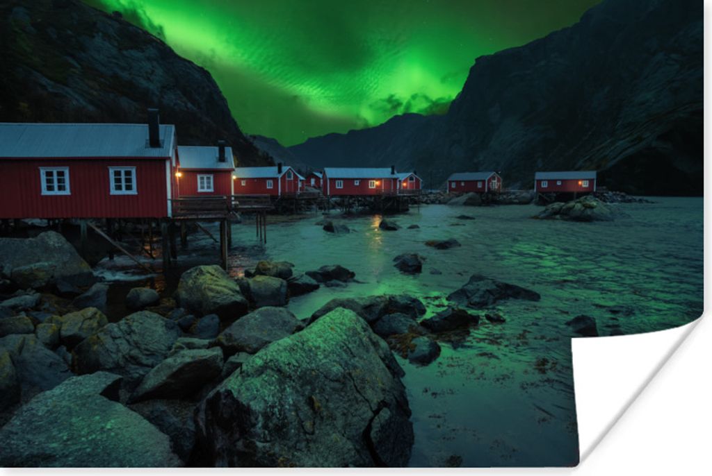 MuchoWow Poster Nordlicht - Norwegen - Nacht 30x20 cm - Plakate - Print