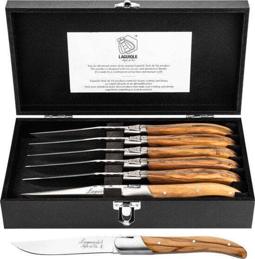 Steakmesser 6-tlg. Olivenholz Laguiole L Produktbild 