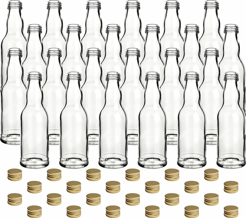 gouveo 24er Set Glasflaschen 200 ml Kropfhals mit Deckel Produktbild 1