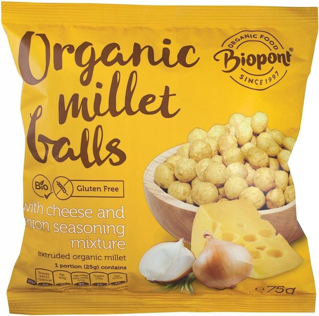Biopont Hirsebällchen Käse-Zwiebel 75g