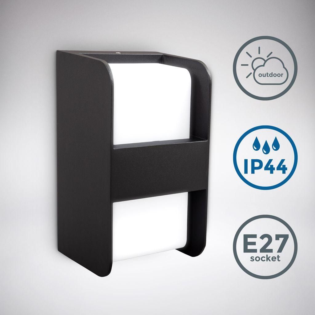 B.K.Licht Außenleuchte Wandlampe Schwarz IP44 max. 12W E27 Produktbild 
