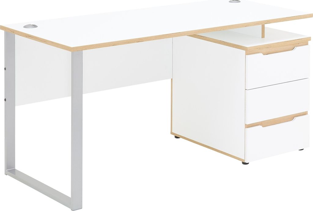 Schreibtisch >Memphis< in Weiß / Artisan / silber - 150x77x73 (BxHxT)