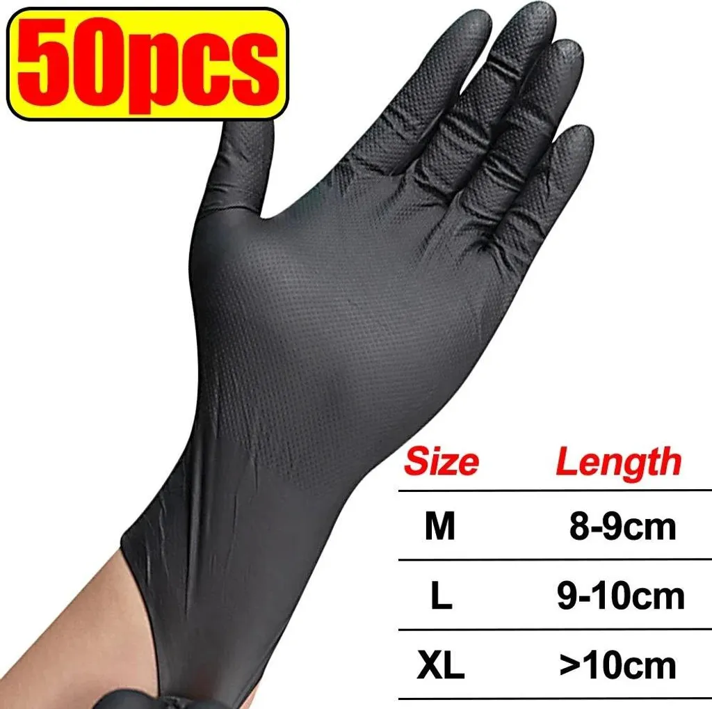 Gants nitrile extra épais noirs surface structurée grip maximum x50 L - 2
