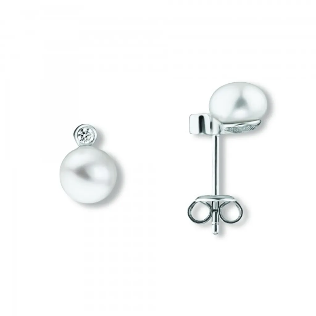 Boucles d'oreilles perles d'eau douce 8mm et argent 925 rhodié Réf 8529