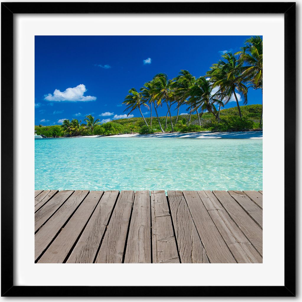 Bild - 50 cm x 50 cm - MDF - Rahmen, Wandkunst - Tropischer Strand