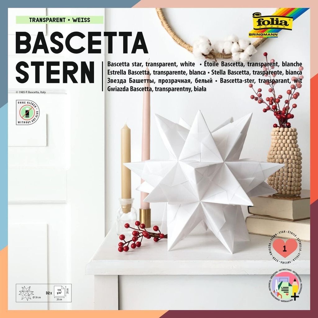 Folia 800/2020 Bascetta star bianca trasparente Ø 30 cm(S) Immagine del prodotto 