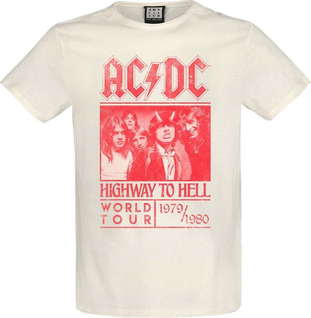 Amplified - "Highway To Hell" T-Shirt für Herren/Damen Uni GD467 (L) (Altweiß/Rot)