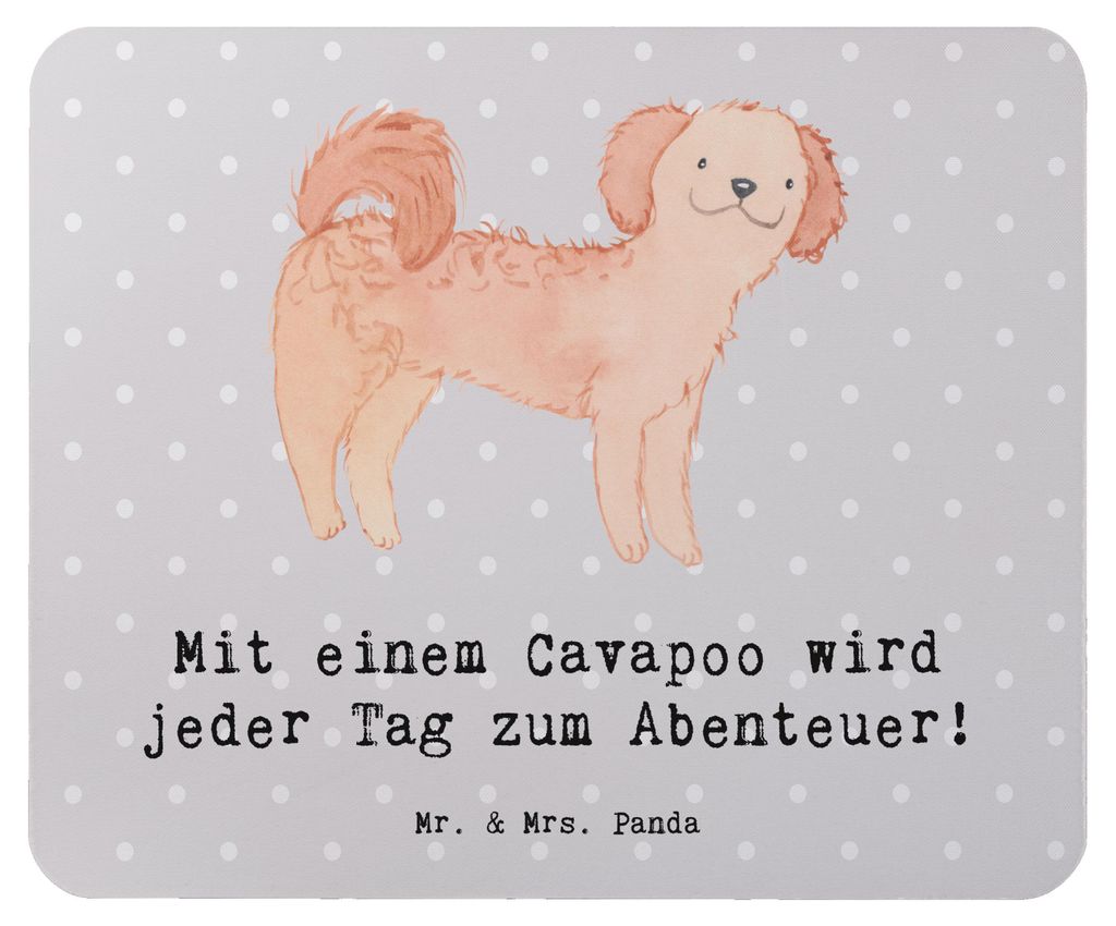 Mr. & Mrs. Panda Mousepad Cavapoo Abenteuer - Grau Pastell - Geschenk, intelligente Hunde, laptop, Mouse Pad, Hunderasse, Mauspad, mousematte, hypo...