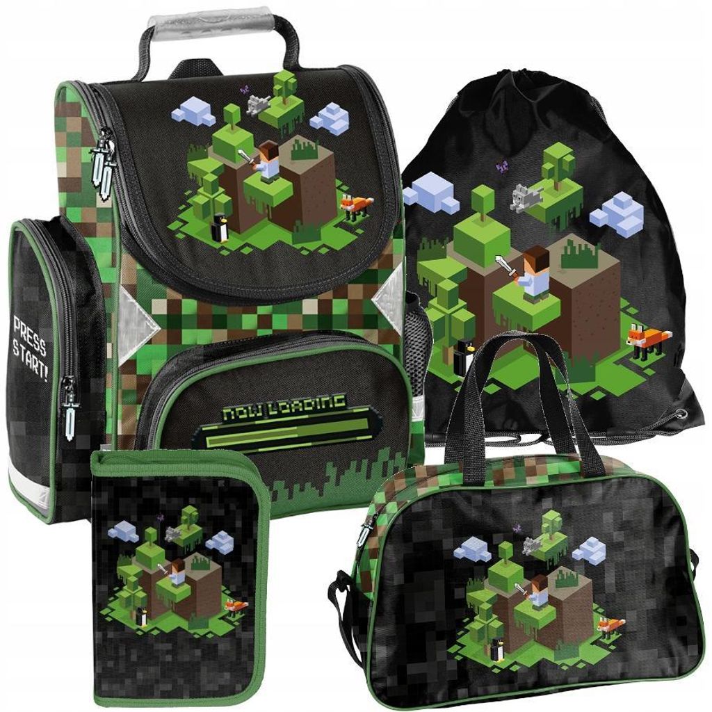 Schulrucksack Mädchen Jungen Motiv PIXELS game 4 T Set Produktbild 