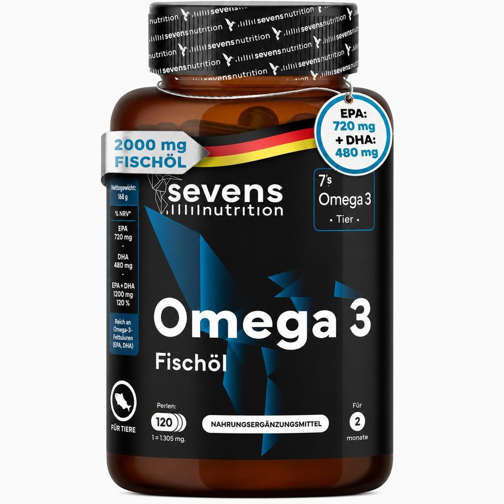 Omega 3 2000 mg Premium | Omegatex | Weiche Gel-Kapseln. Höchste Konzentration mit 720 mg EPA und 480 mg DHA - Konzentriertes Fischölpräparat