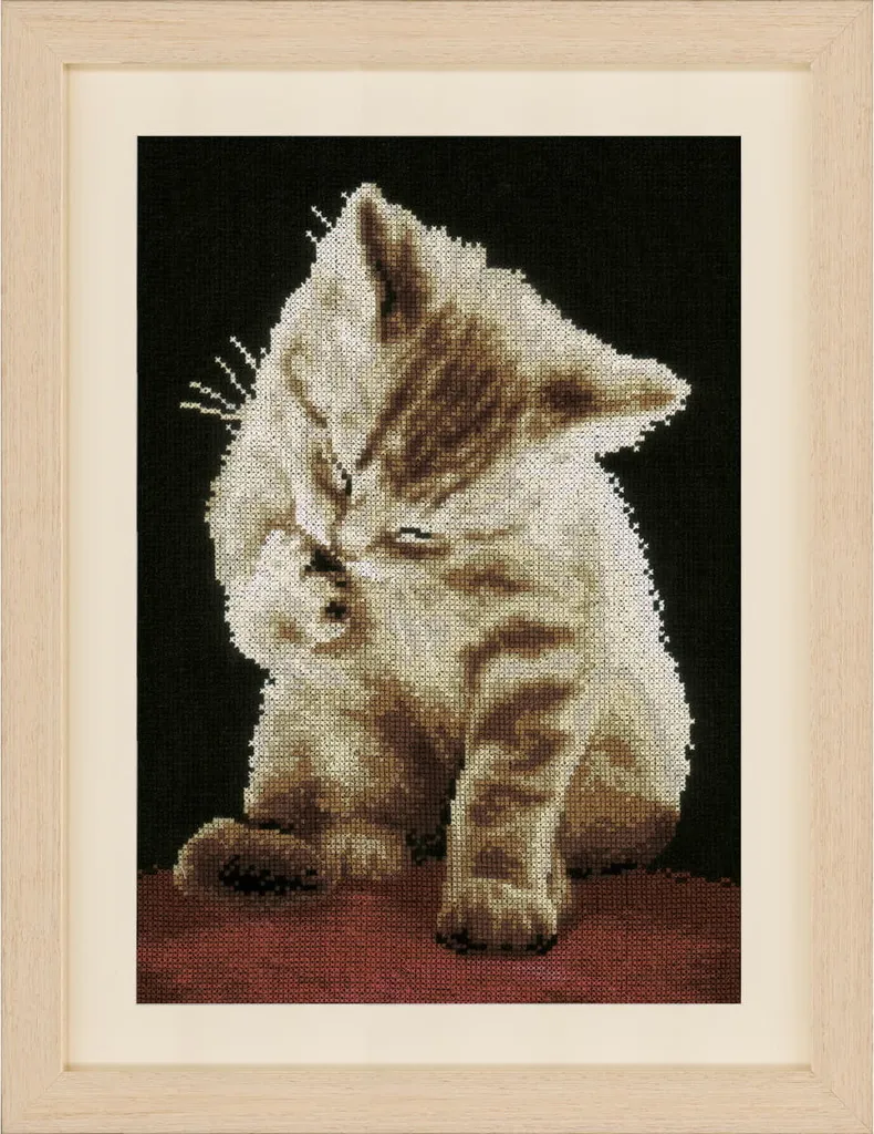 Kit broderie point de croix complet : apprenez à broder avec des chatons