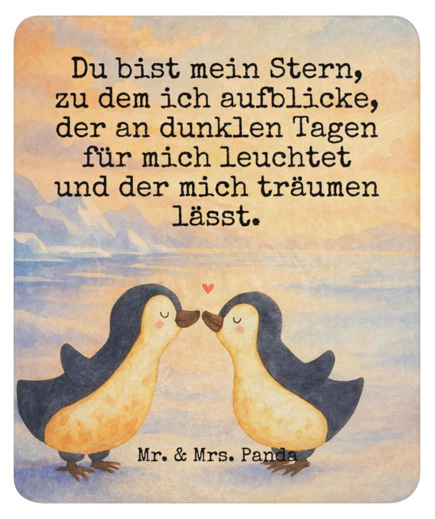 Mr. & Mrs. Panda Tagesdecke Pinguin Liebe Design 130 x 155 cm - Weiß - Geschenk, Liebesspruch, Wohndecke, Couchdecke, Verliebt, Kuscheldecke, Wär...