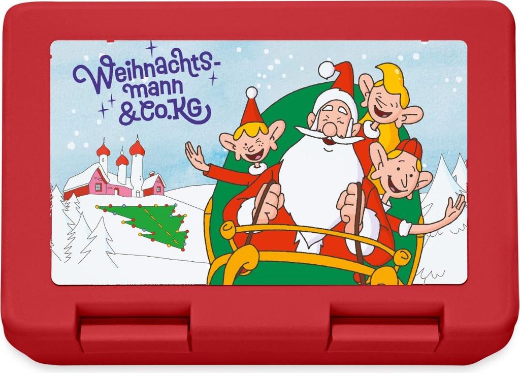 Spreadshirt Weihnachtsmann & Co. KG Schlittenabenteuer Brotdose Lunchbox, One size, Rot
