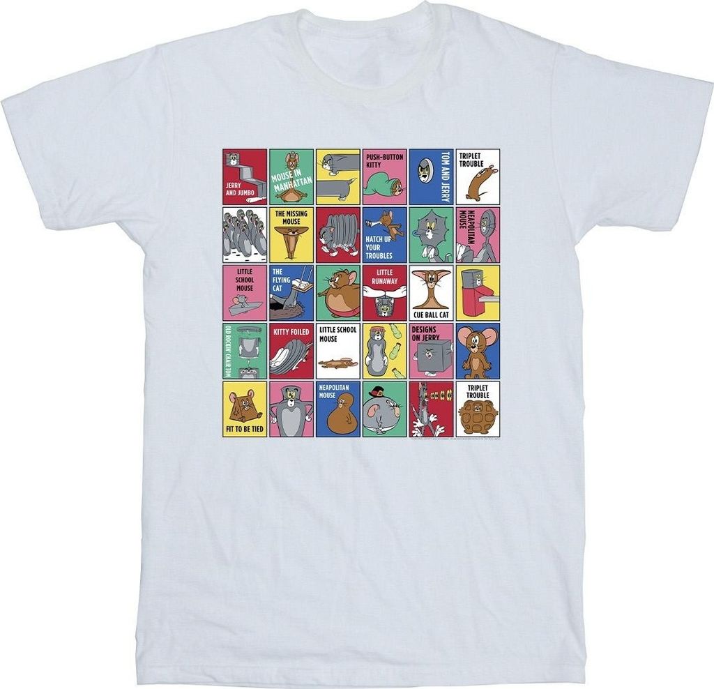 Tom And Jerry - "Grid Squares" T-Shirt für Herren BI52126 (L) (Weiß)