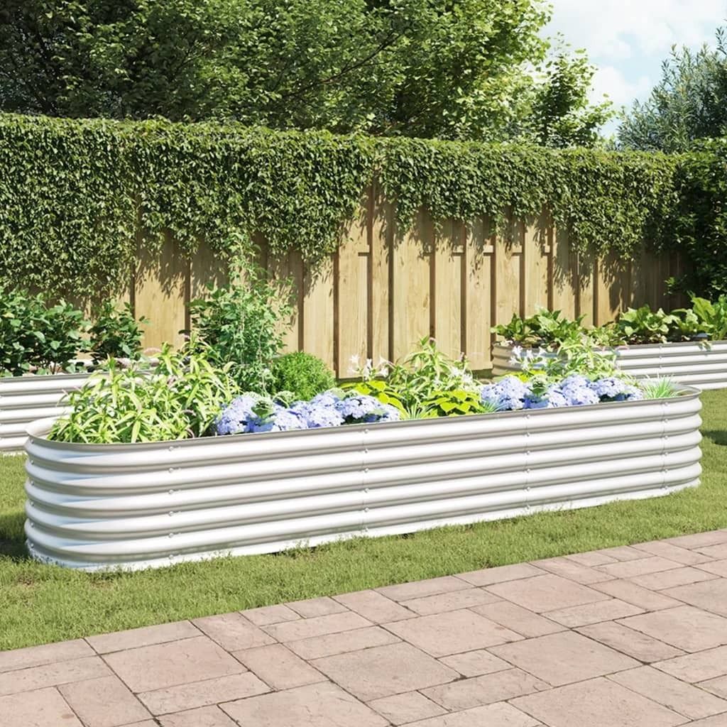 Garten-Hochbeet 320x80x44 cm Verzinkter Stahl Silbern , Gabionen Design 2024