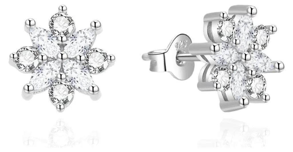 Boucles d'oreilles flocon argent 925 serties de zircons cubiques