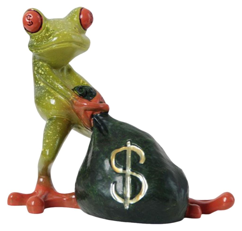 Frosch-Geldbeutel-Statue, kleine Frosch-Skulptur aus Kunstharz, Glücksfrosch-Dekoration für den Schreibtisch, Garten, Zuhause, Büro oder Arbeits...