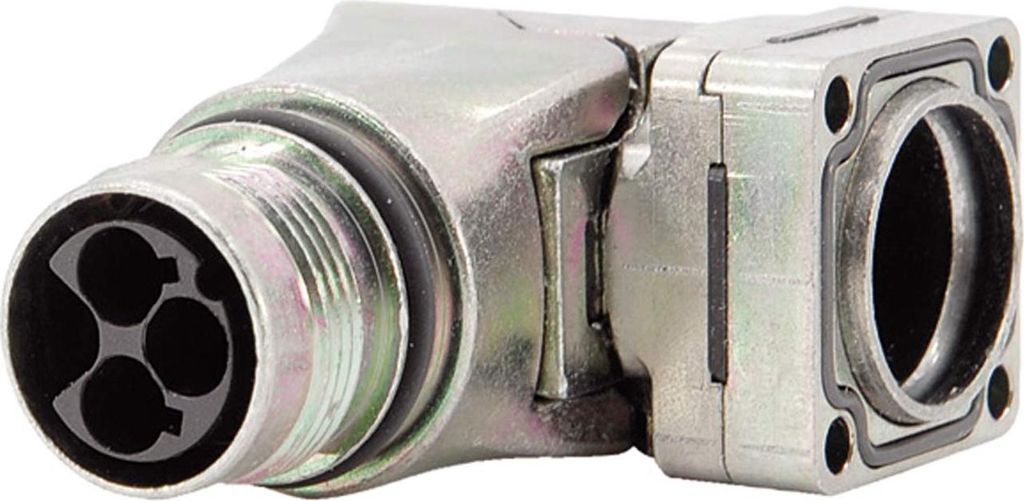 Phoenix Contact M17 Gerätesteckverbinder gewinkelt - drehbar Stift Crimpanschluss, Polzahl 3+PE Vorderwand - 1 Stück