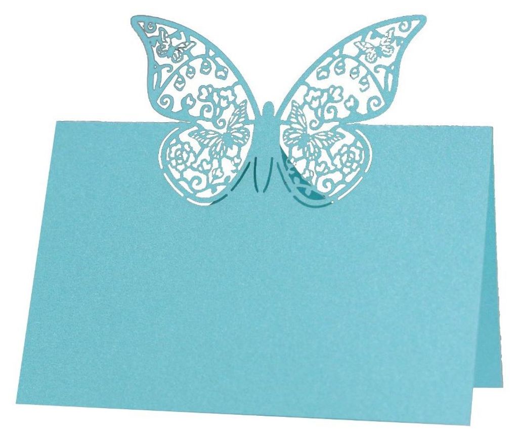 50pcs Tabelle Name Tischkarten, Favor Decor Hollow Butterfly Cut Design Blank Seating Place Cards Für Hochzeit Party(Blau)