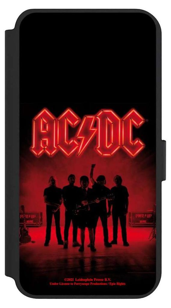 NIVOCASE Klapphülle für Samsung Galaxy S23+ Handyhülle aus Kunst Leder NIVOflip schwarz ACDC Band Offizielles Lizenzprodukt