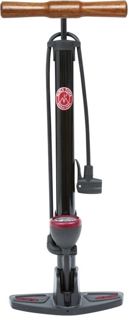 Fußpumpe Retro Pressure mit Holzgriff inkl. Manometer, schwarz
