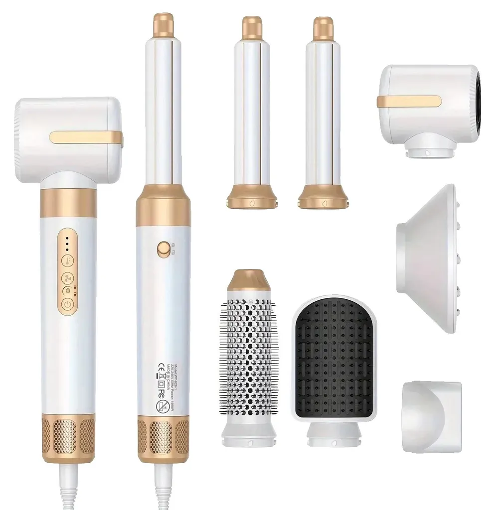 Brosse soufflante et sèche-cheveux multifonction 7 en 1 - Kit complet Noir