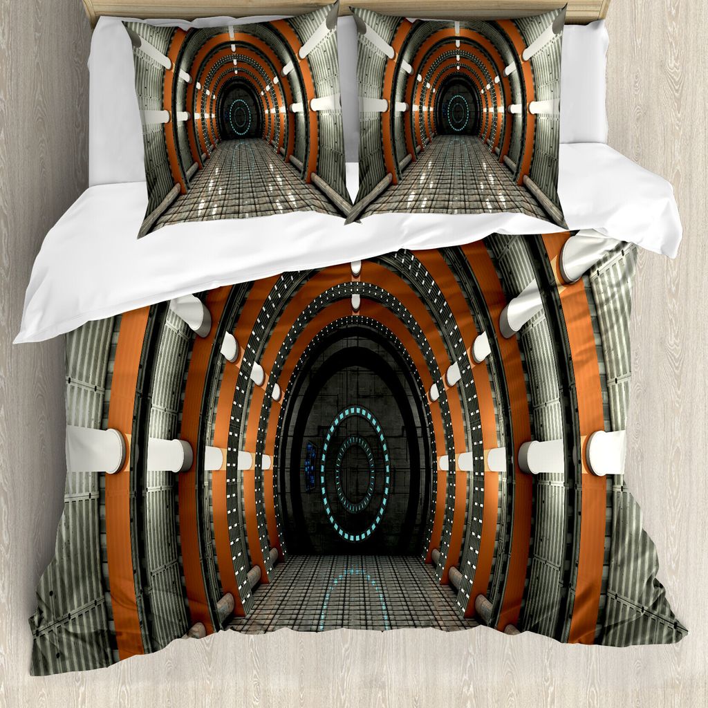 ABAKUHAUS Weltraum Bettbezug, Earth Orbit Digitale, Milbensicher Allergiker geeignet mit Kissenbezügen, 200 cm x 200 cm - 80 x 80 cm, Mehrfarbig