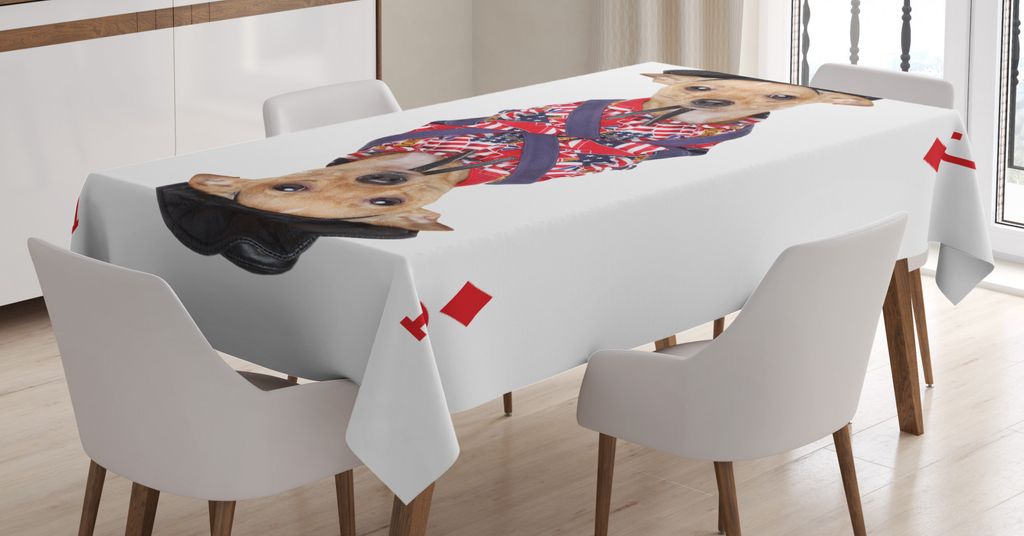 ABAKUHAUS Hunde Spielen Poker Tischdecke, Gamble Chihuahua, Schmutzabweisend Farbfest Waschbar Mit Klaren Farben ohne Verblassen Wasserfest, 140 x ...