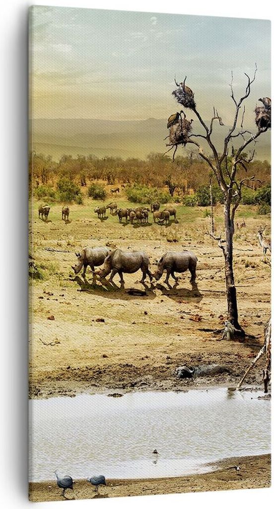 Bild auf Leinwand - Leinwandbild - Safari Tiere - 55x100cm - Wand Bild - Wanddeko - Wandbilder - Leinwanddruck - Bilder - Kunstdruck - Wanddekorati...