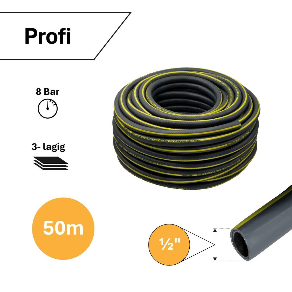 Profi Gartenschlauch 1/2 Zoll 50m gelb Produktbild 