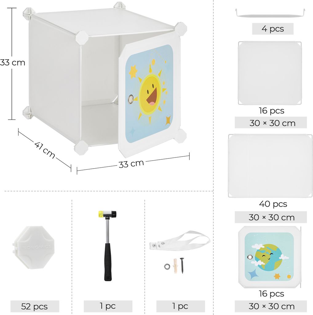 SONGMICS Kleiderschrank Kinderregal mit 16 Würfeln, 4 Produktbild 8