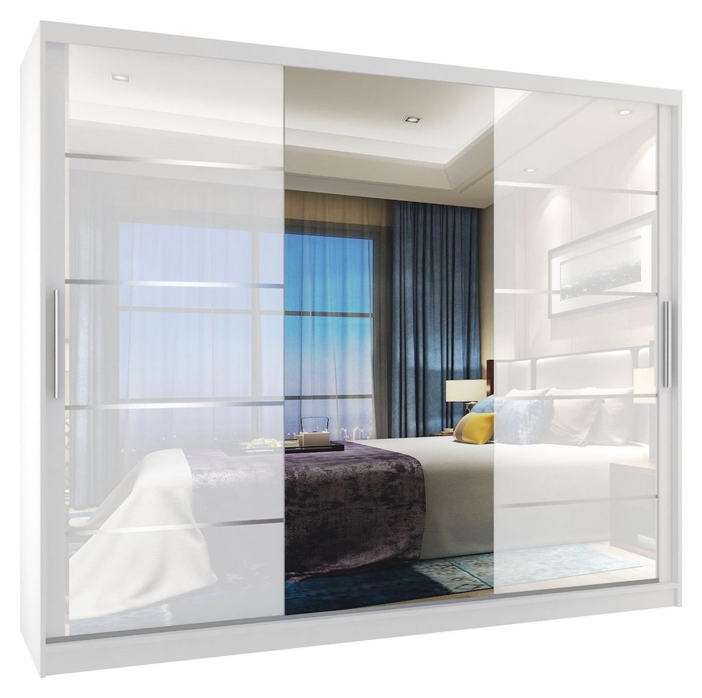 BELINI Verona MGB Schiebetürenschrank 232 cm Weiß Hochglanz Produktbild 