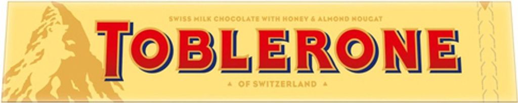 The image shows the packaging of a Toblerone chocolate bar.