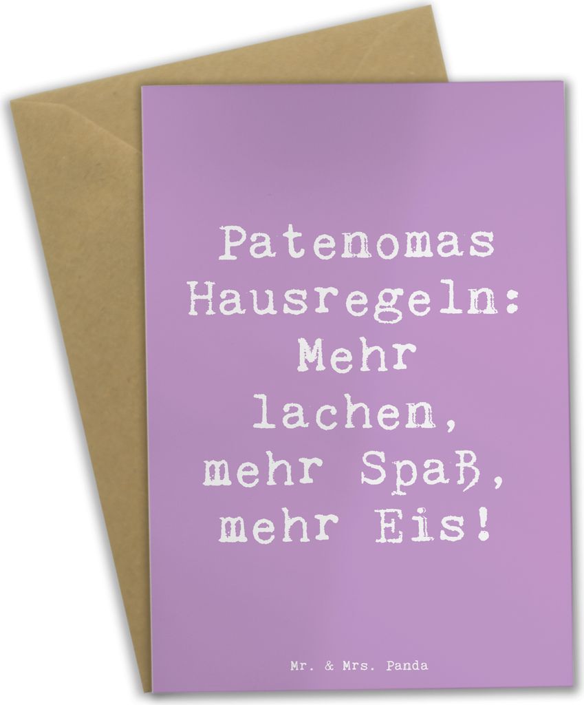 Mr. & Mrs. Panda Grußkarte Spruch Patenoma Hausregeln - Lavendeltraum - Geschenk, osterkarten, babykarte, Familie, Patenschaft, Geschenke, Großmu...