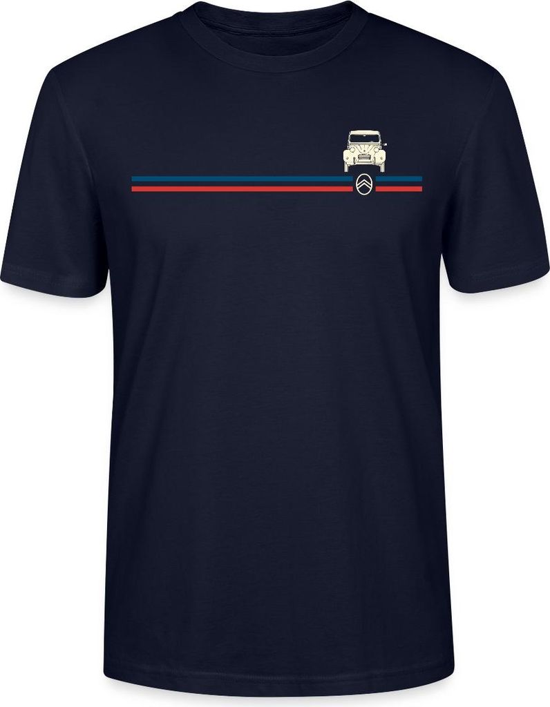 Spreadshirt Citroën 2CV Ente Streifen Logo Uni Bio T-Shirt, XS, Navy
