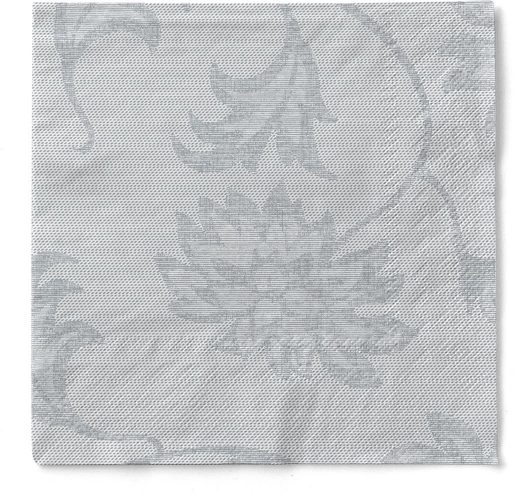 Tissue Serviette Lisboa in Grau, 33 x 33 cm, 3-lagig, 100 Stück - Mank Floral Textilstruktur