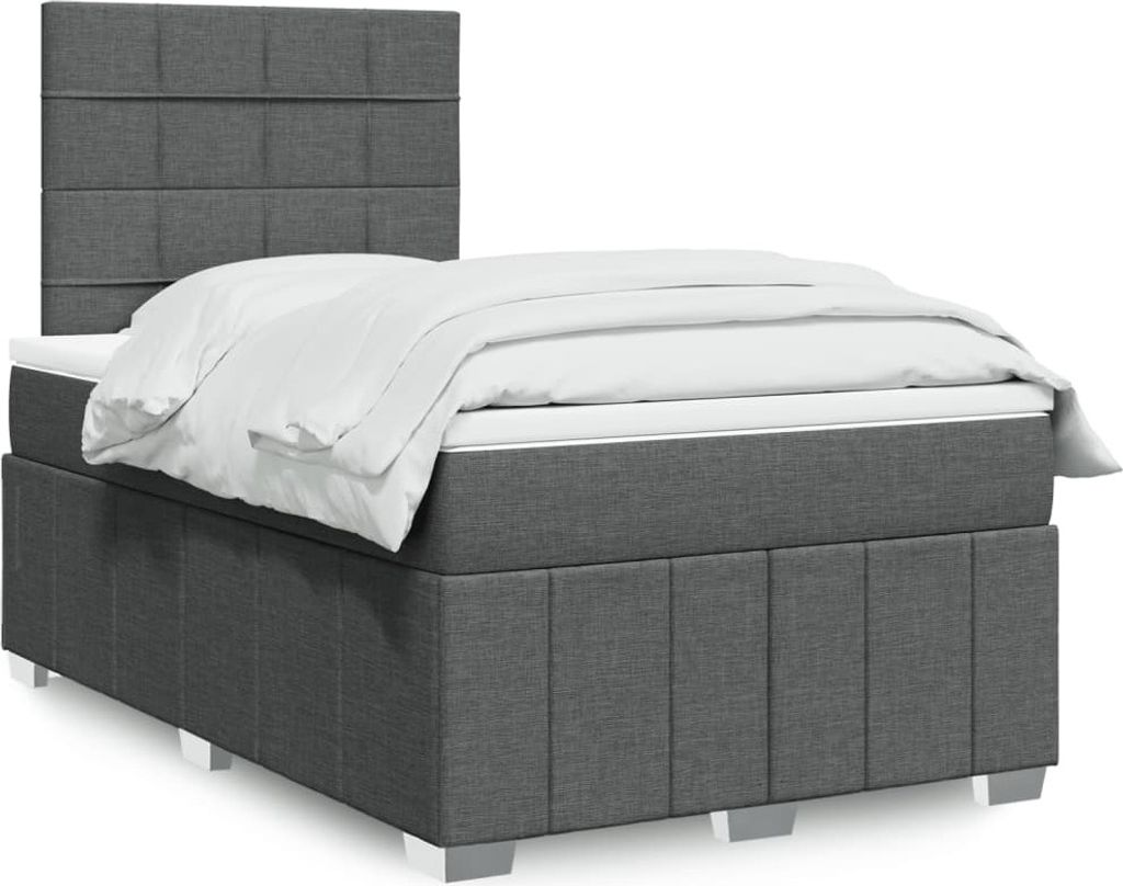 Möbel Boxspringbett mit Matratze Dunkelgrau 120x200 cm Stoff - Klassische Bettrahmen 3291636