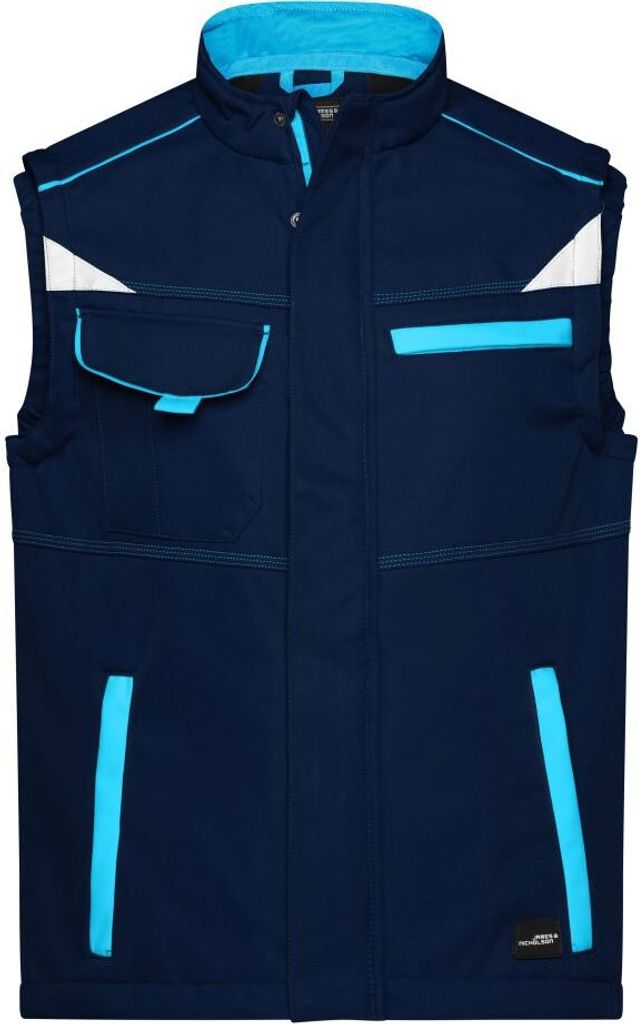Workwear Softshell Vest - COLOR - navy/turquoise, Gr. XL