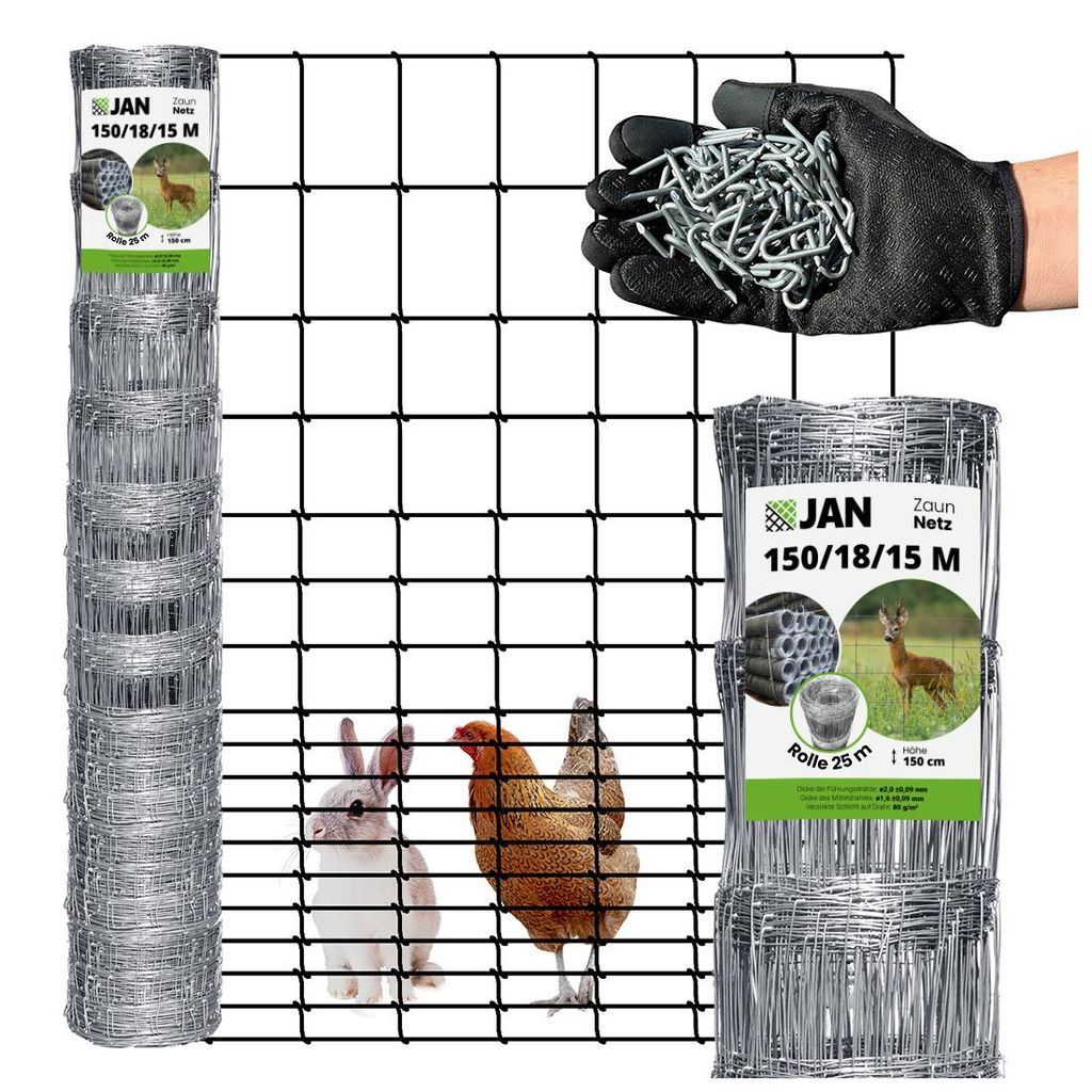 Wildzaun - Knotengeflecht - verzinkt Forstzaun - 150/18/15 Produktbild 