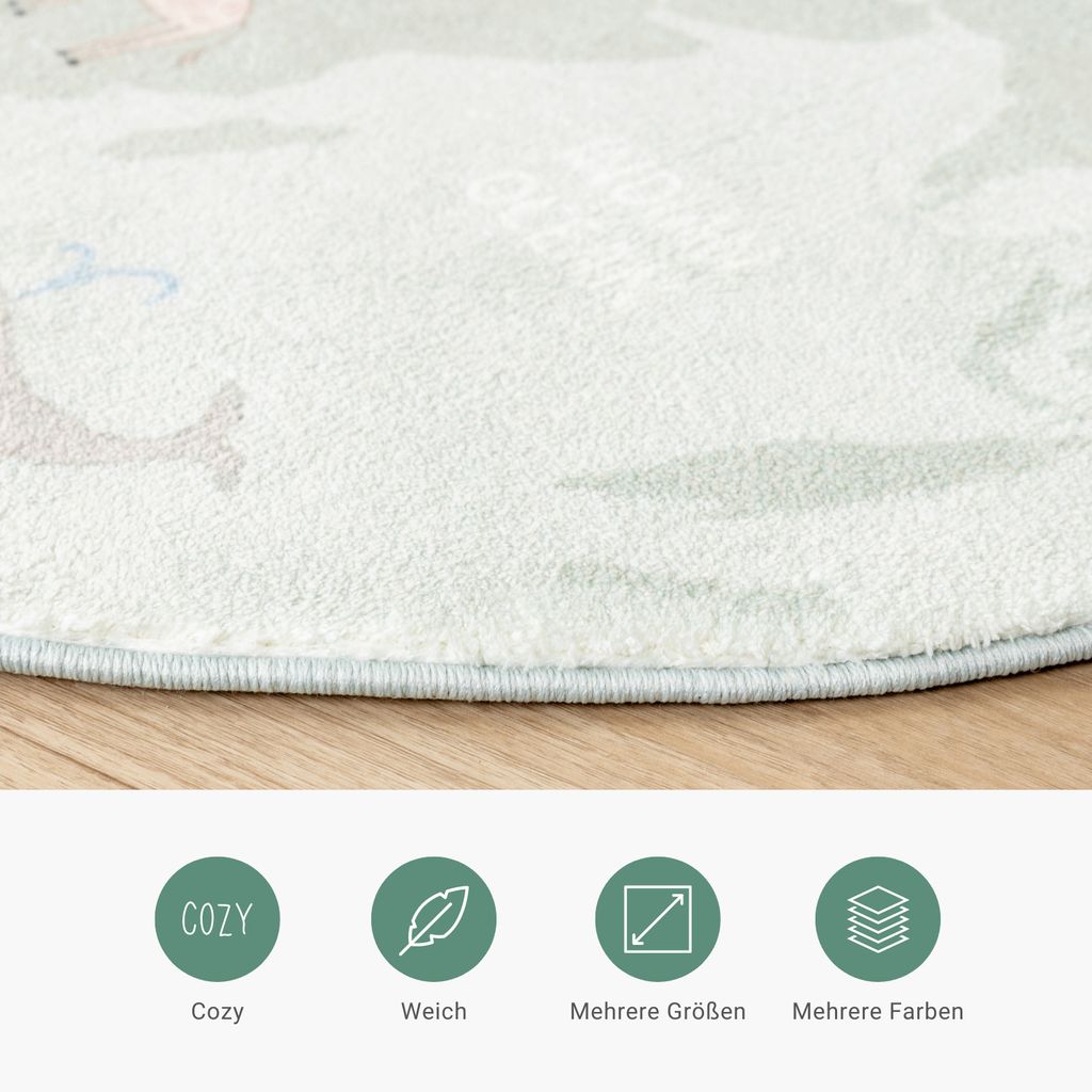 Little Olly Kinderteppich Jungle Leopard - Bunt, Weich, Für Kinderzimmer & Babyzimmer