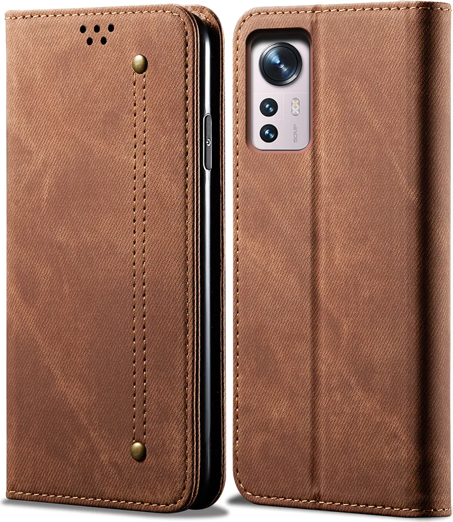 Custodia Premium Xiaomi 12 Pro Marrone: Ecopelle di Lusso e Stand Video