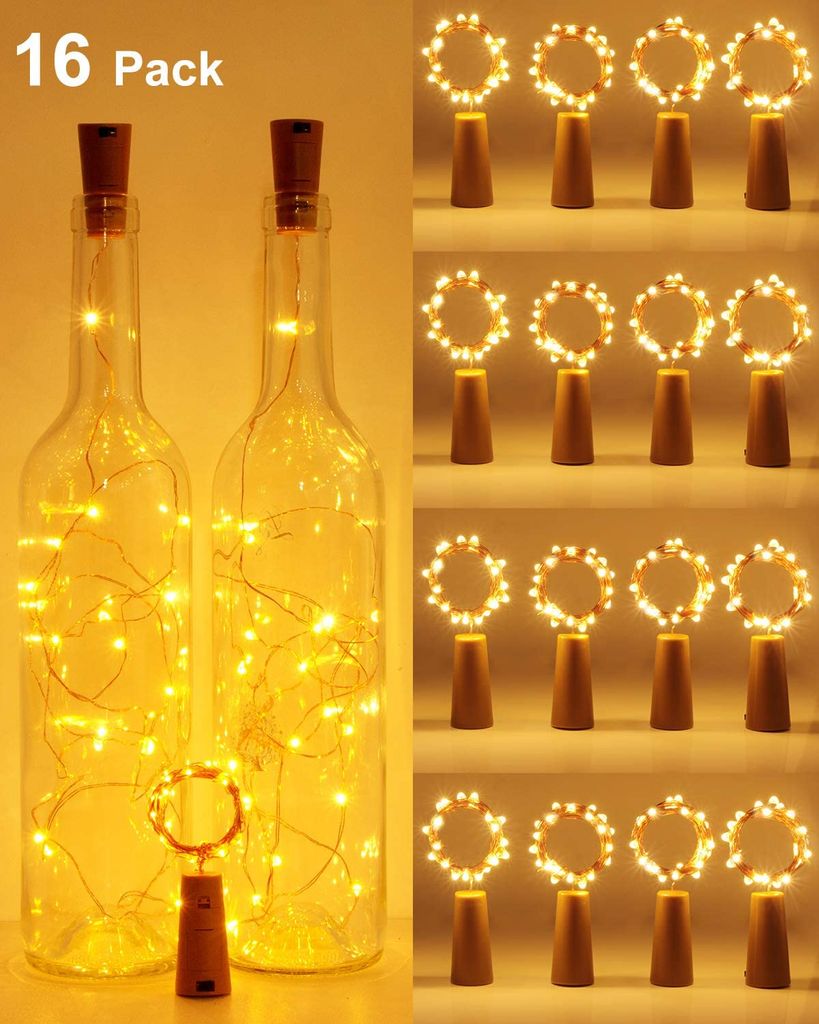 10× 20 LED Weinflasche Kork String Light Nacht Lichterkette Party Flaschenlicht