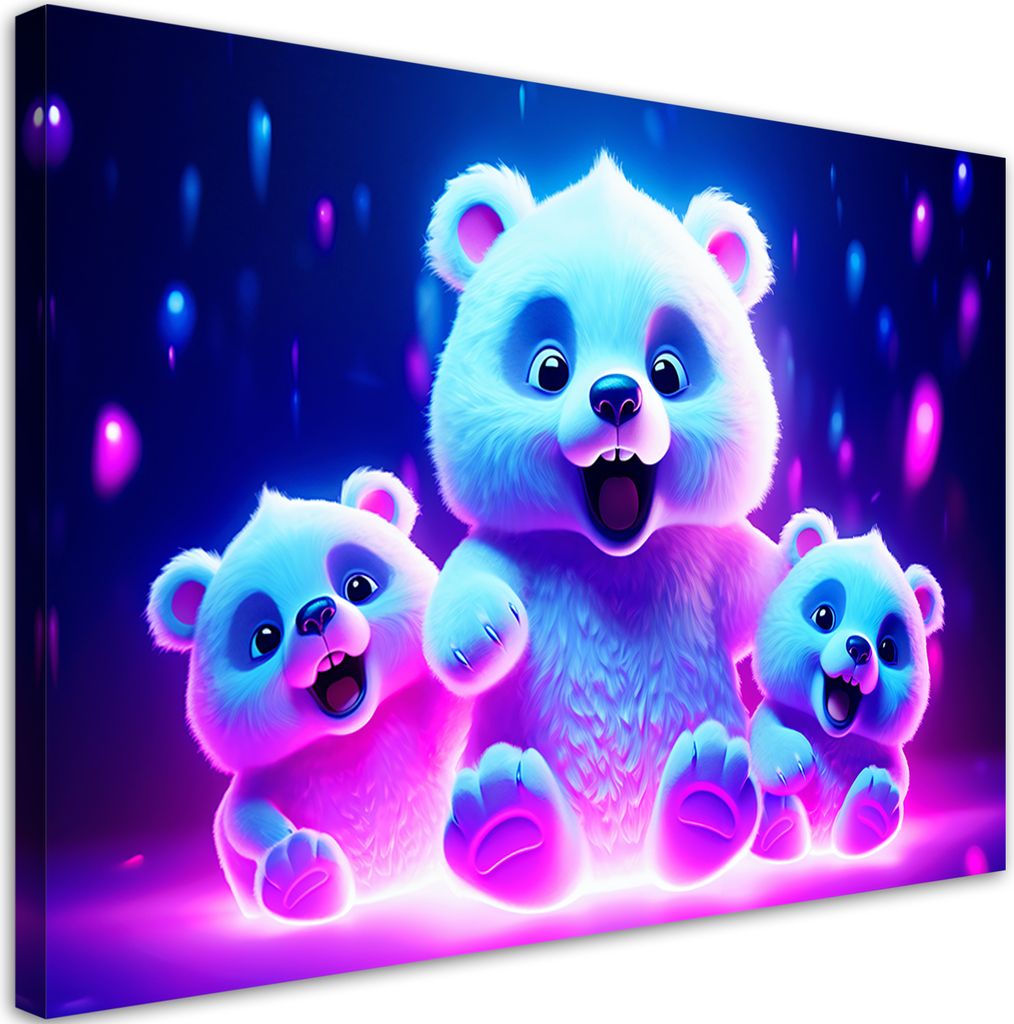 Leinwandbild Neon Teddybären 60x40 Feeby Bunt bild für die wand bereit zum aufhängen