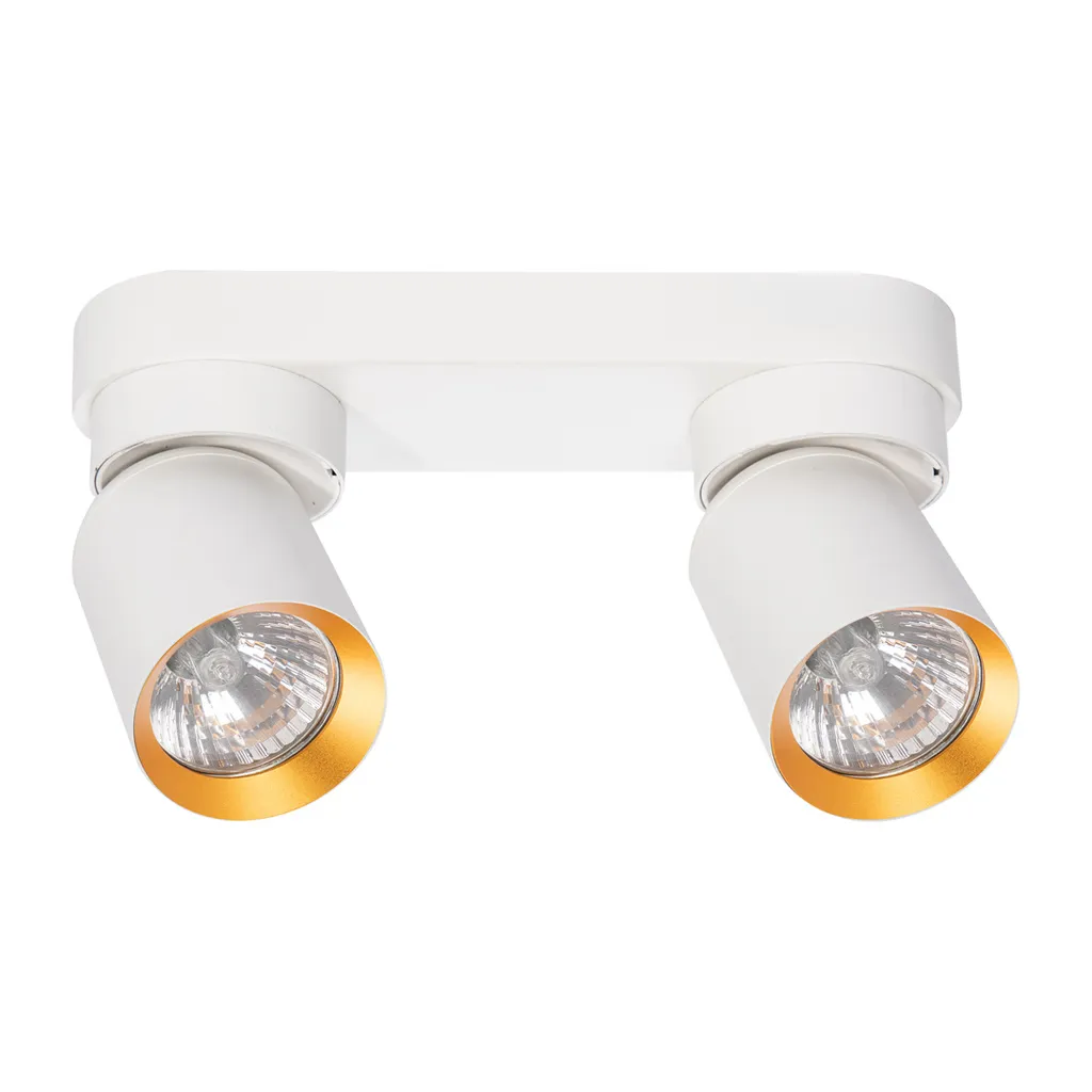 Luminaire 2 spots intérieurs or et blanc Andy Milagro pour ampoule GU10