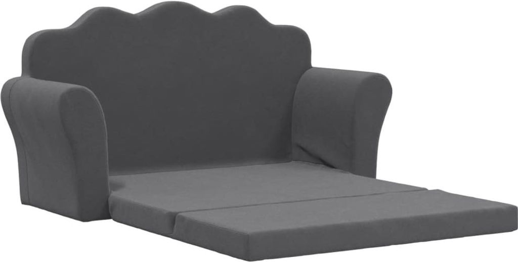 Kinder-Schlafsofa 2-Sitzer Anthrazit Weicher Plüsch 357060 Produktbild 4